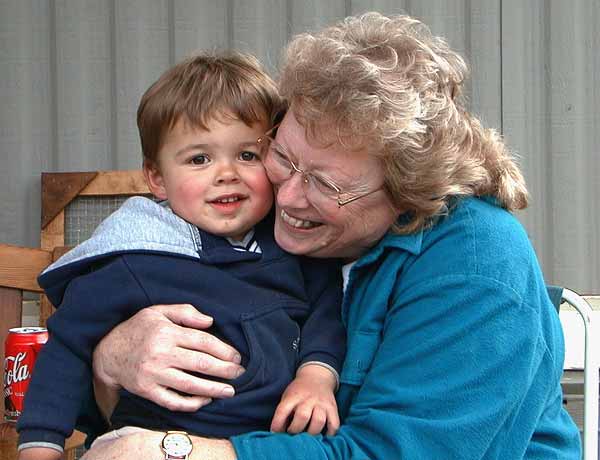 Picture of Timmy hugging Grandma